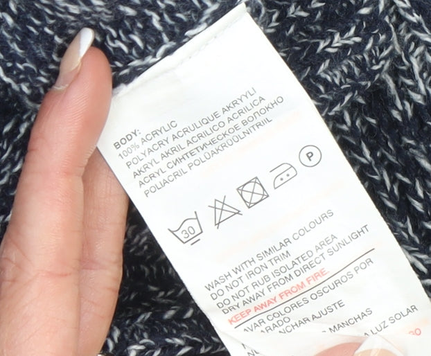 Smith & Jones Men Blue Chunky Henley Knit Jumper Size S