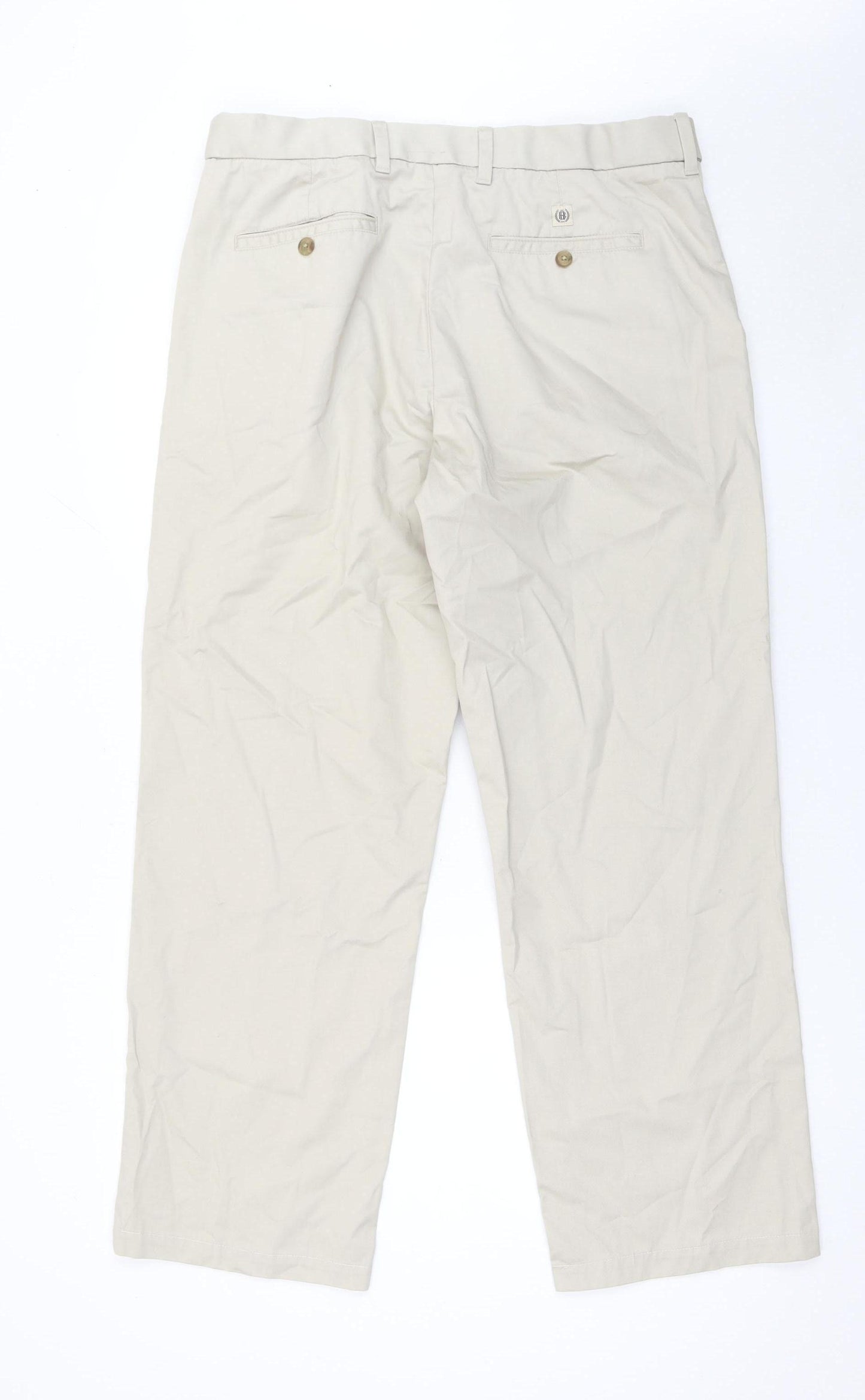 Marks and Spencer Men Beige Chino Trousers 36W 31L Cotton Stain Repellent