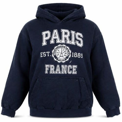 Paris Produit Original Navy Cotton Pullover Hoodie Women L Casual