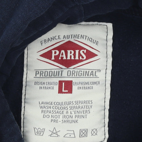 Paris Produit Original Navy Cotton Pullover Hoodie Women L Casual