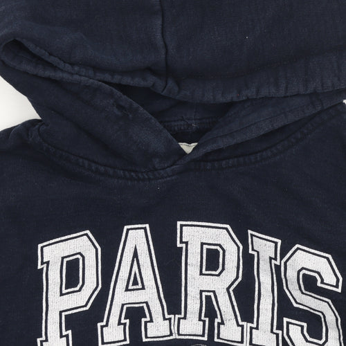 Paris Produit Original Navy Cotton Pullover Hoodie Women L Casual