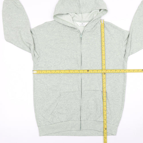H&M Girls Grey Full Zip Hoodie 11-12 Years Cotton Blend Long Sleeve