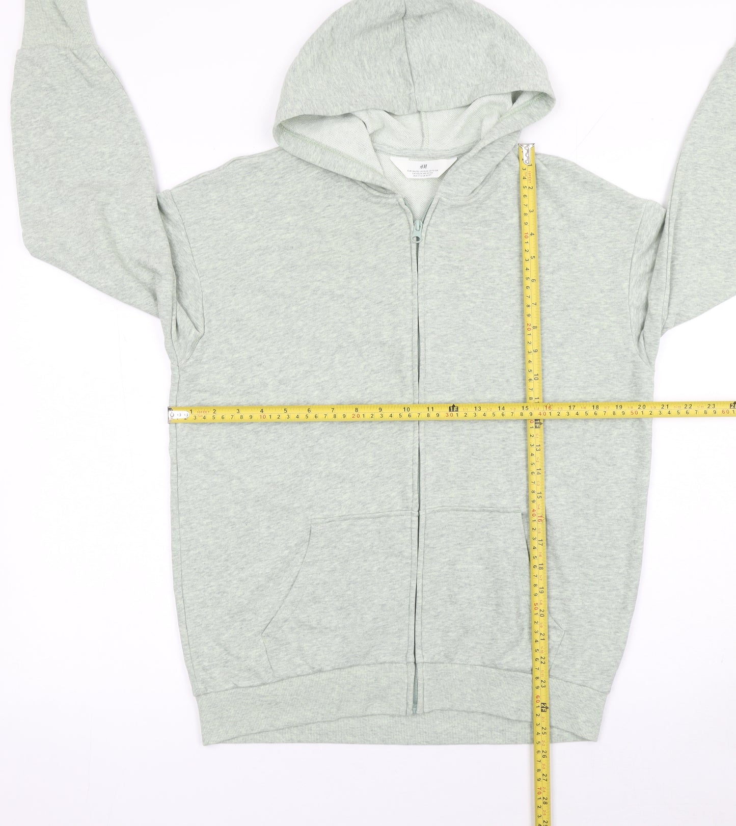 H&M Girls Grey Full Zip Hoodie 11-12 Years Cotton Blend Long Sleeve