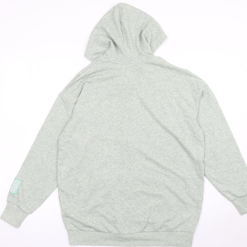 H&M Girls Grey Full Zip Hoodie 11-12 Years Cotton Blend Long Sleeve