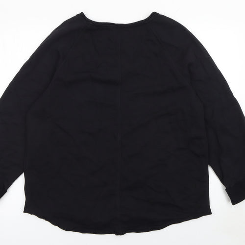 Marks and Spencer Womens Black Pullover Sweatshirt Medium Cotton Long Sleeve