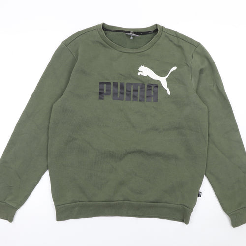 Puma Men's Green Small Crew Neck Pullover Sweatshirt