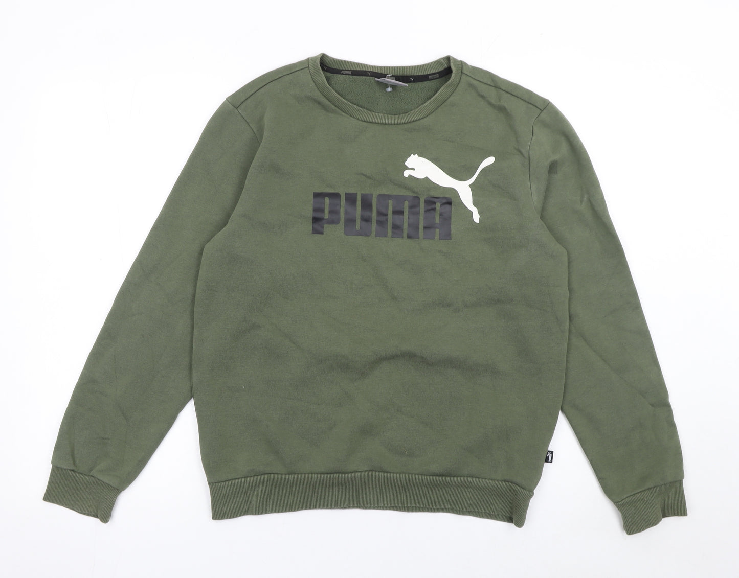 Puma Men's Green Small Crew Neck Pullover Sweatshirt