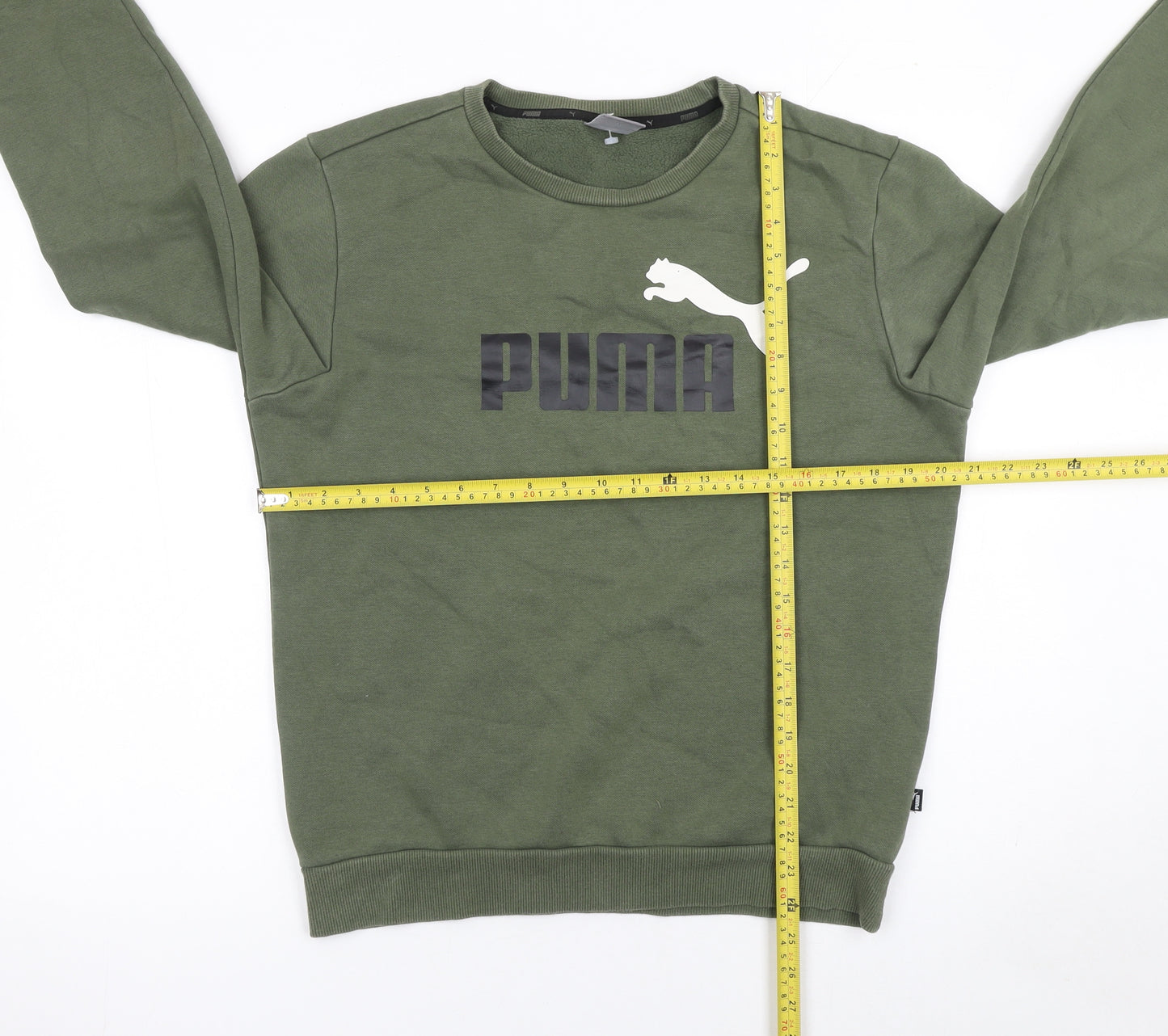 Puma Men's Green Small Crew Neck Pullover Sweatshirt