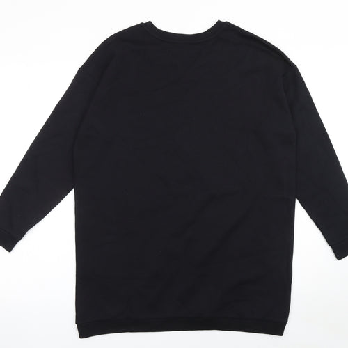 Lipsy Girls Black 13-14 Years Long Sleeve T-Shirt Dress Fun Graphic