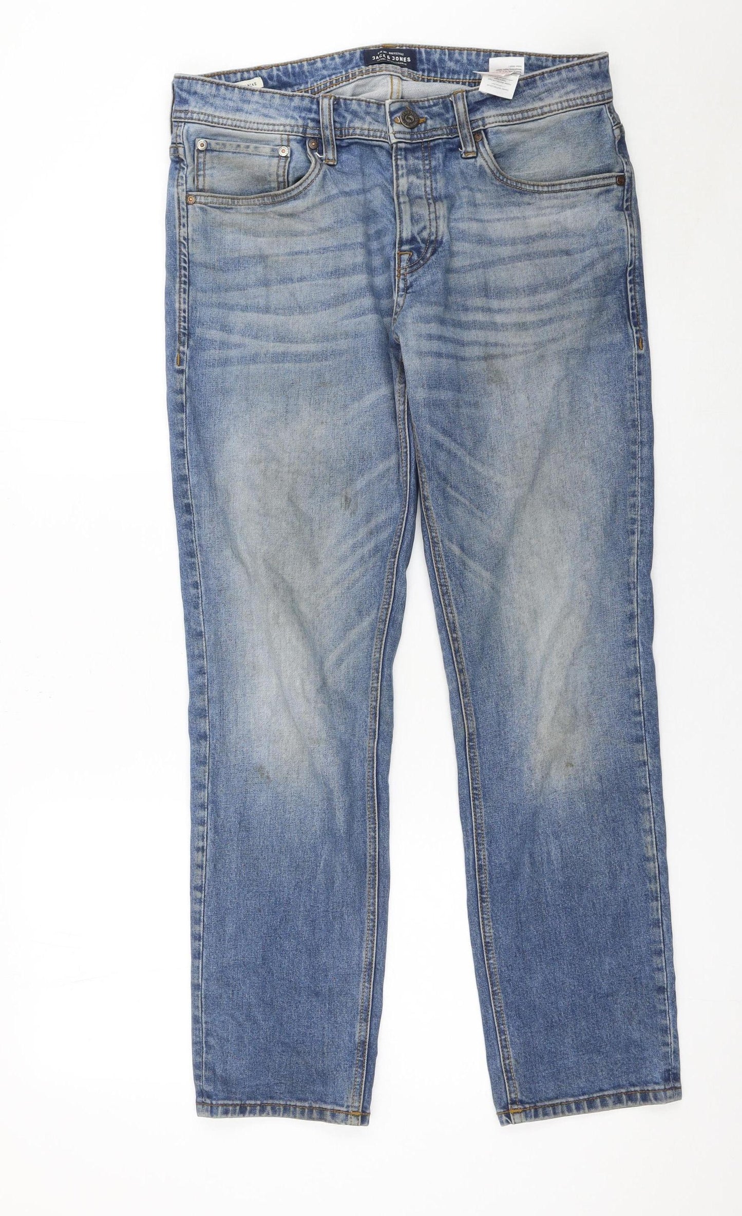 Jack & Jones Men's Blue Straight Jeans 32x30 Cotton Denim