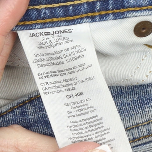 Jack & Jones Men's Blue Straight Jeans 32x30 Cotton Denim