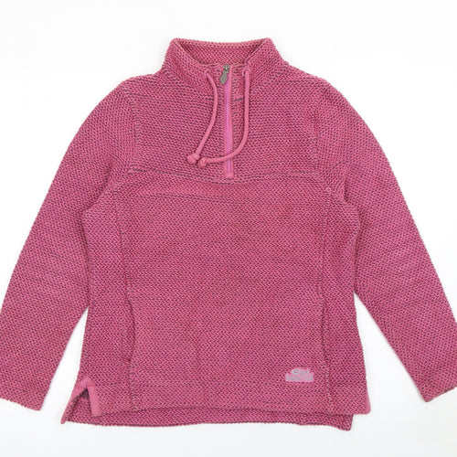 Weird Fish Women’s Pink Half Zip Knit Hoodie Size 10 Pullover