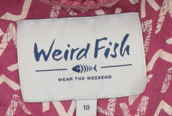 Weird Fish Women’s Pink Half Zip Knit Hoodie Size 10 Pullover
