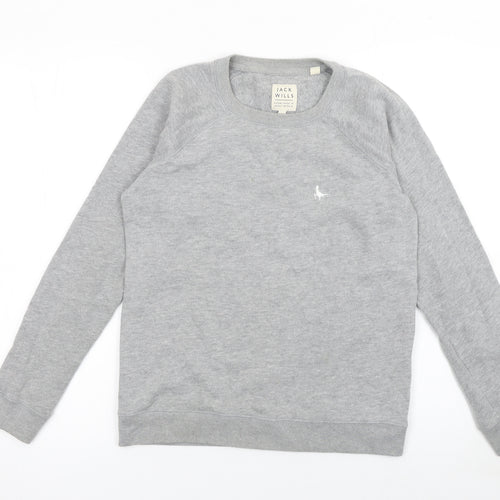 Jack Wills Womens Grey Cotton Blend Crew Neck Sweatshirt UK 10