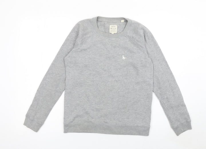 Jack Wills Womens Grey Cotton Blend Crew Neck Sweatshirt UK 10