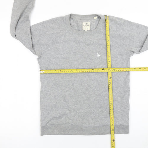 Jack Wills Womens Grey Cotton Blend Crew Neck Sweatshirt UK 10