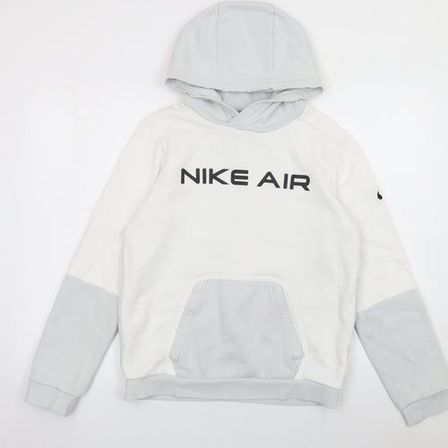 Nike Boys White Grey XL Pullover Hoodie Fleece Sweatshirt