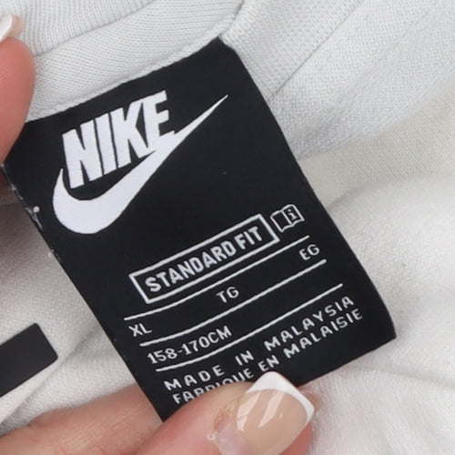Nike Boys White Grey XL Pullover Hoodie Fleece Sweatshirt