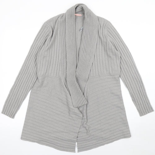 John Lewis Women’s Grey Longline Ribbed Knit Cardigan Size 18