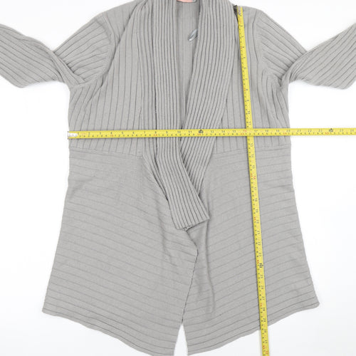 John Lewis Women’s Grey Longline Ribbed Knit Cardigan Size 18