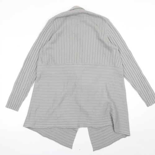 John Lewis Women’s Grey Longline Ribbed Knit Cardigan Size 18