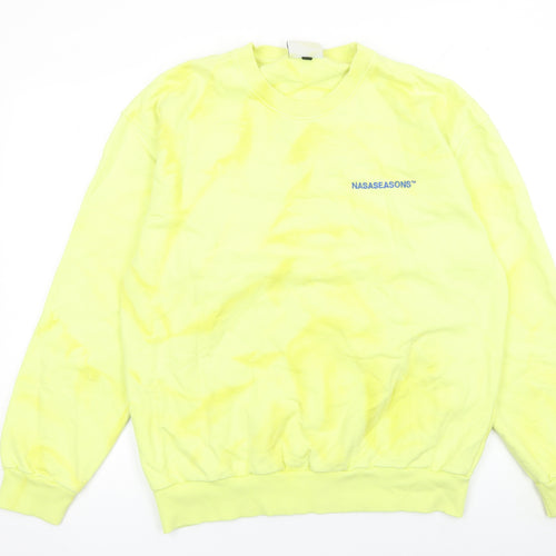 Nasaseasons Women's Yellow Cotton Crew Neck Sweatshirt Size L