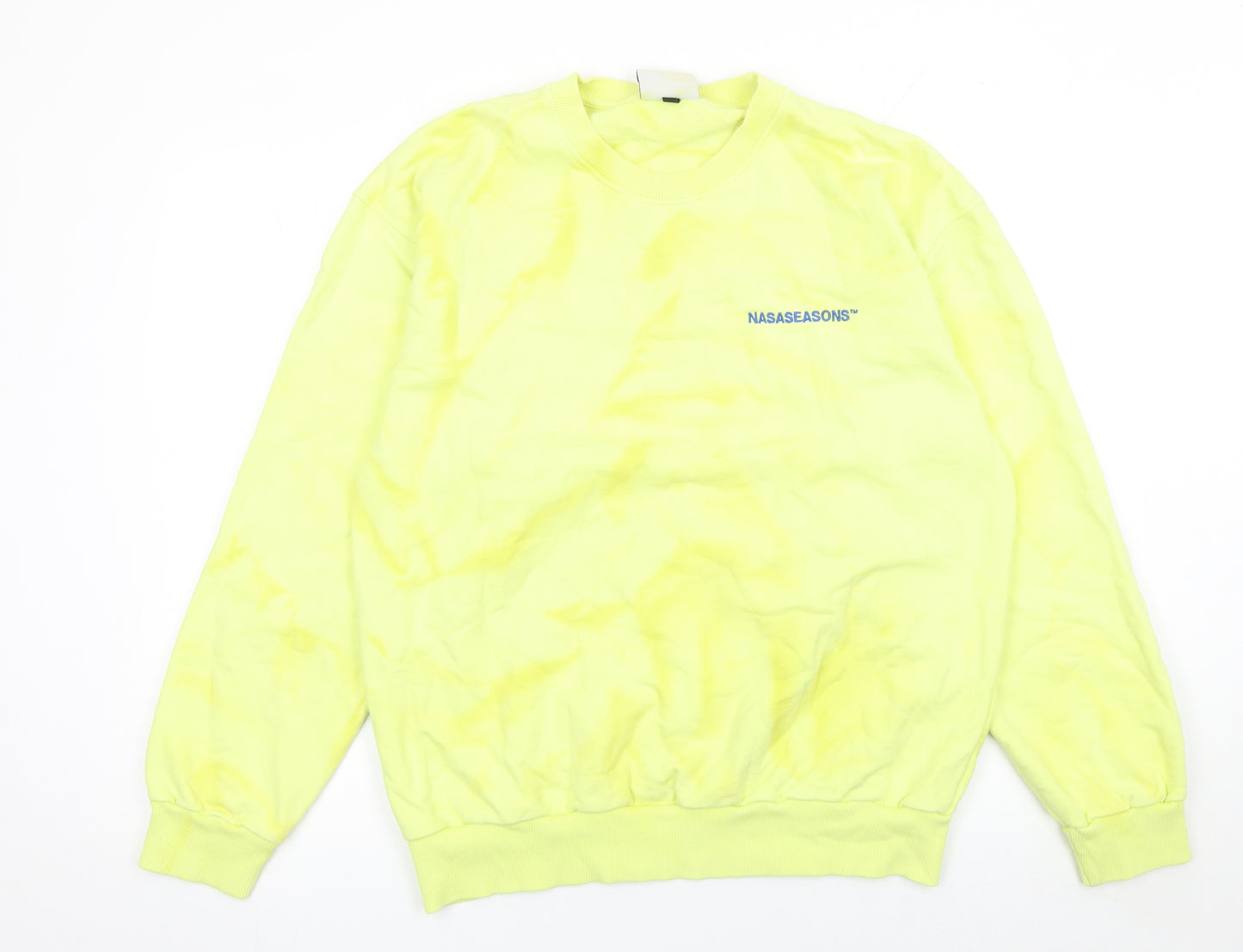 Nasaseasons Women's Yellow Cotton Crew Neck Sweatshirt Size L