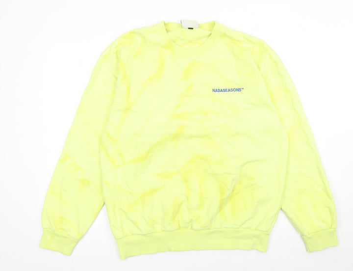 Nasaseasons Women's Yellow Cotton Crew Neck Sweatshirt Size L