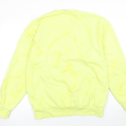 Nasaseasons Women's Yellow Cotton Crew Neck Sweatshirt Size L