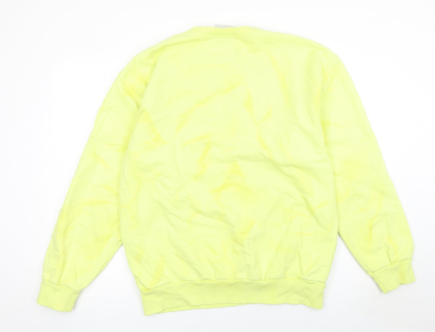 Nasaseasons Women's Yellow Cotton Crew Neck Sweatshirt Size L