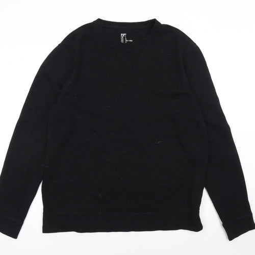 H&M Men Black L Crew Neck Cotton Blend Pullover Jumper