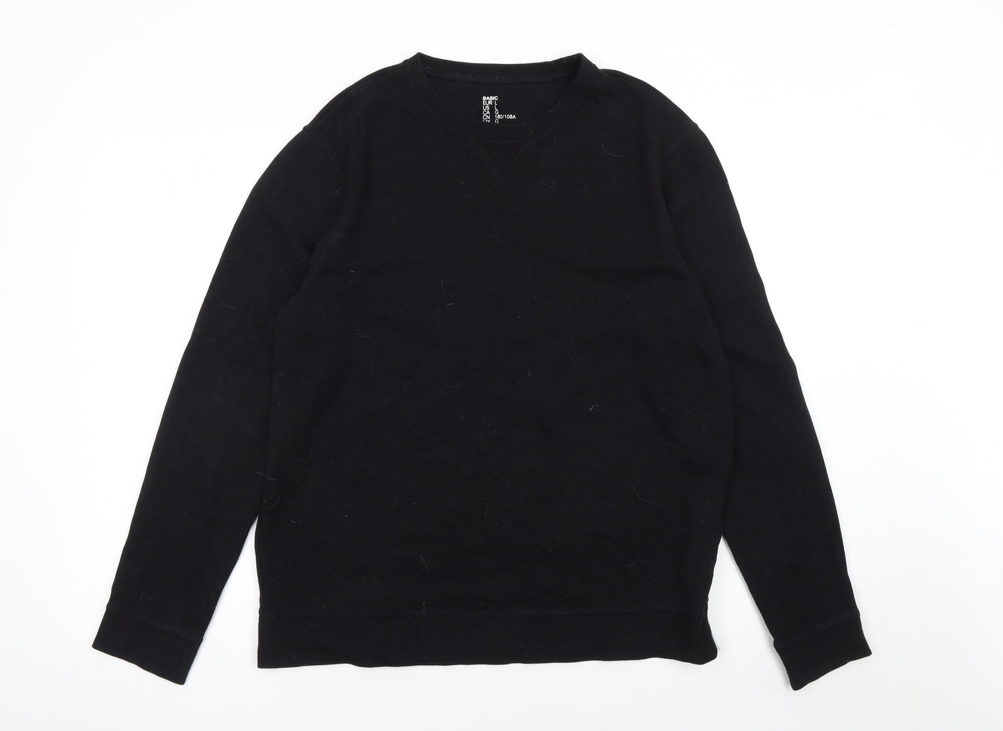 H&M Men Black L Crew Neck Cotton Blend Pullover Jumper