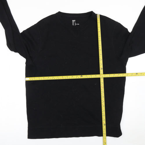 H&M Men Black L Crew Neck Cotton Blend Pullover Jumper