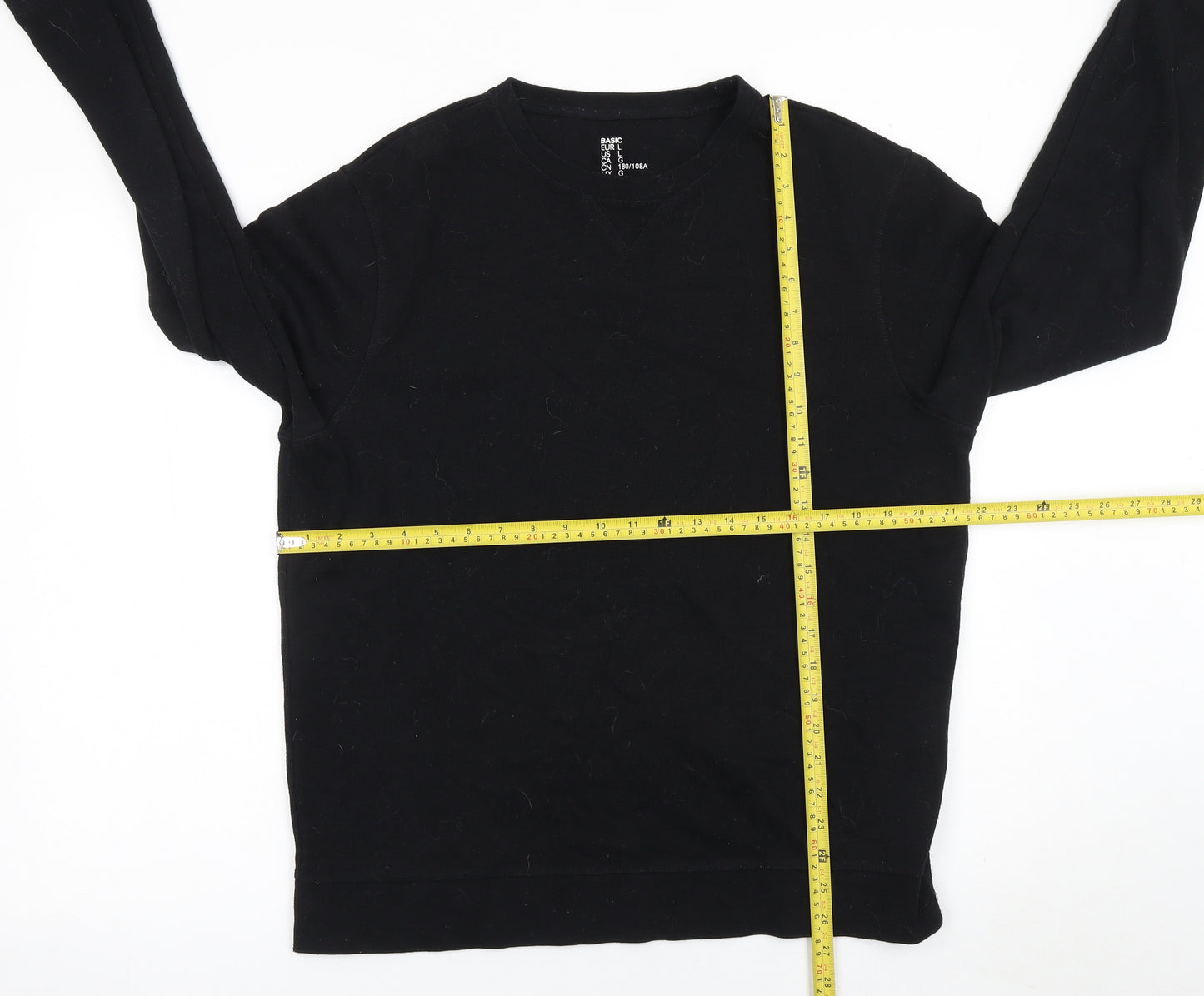 H&M Men Black L Crew Neck Cotton Blend Pullover Jumper