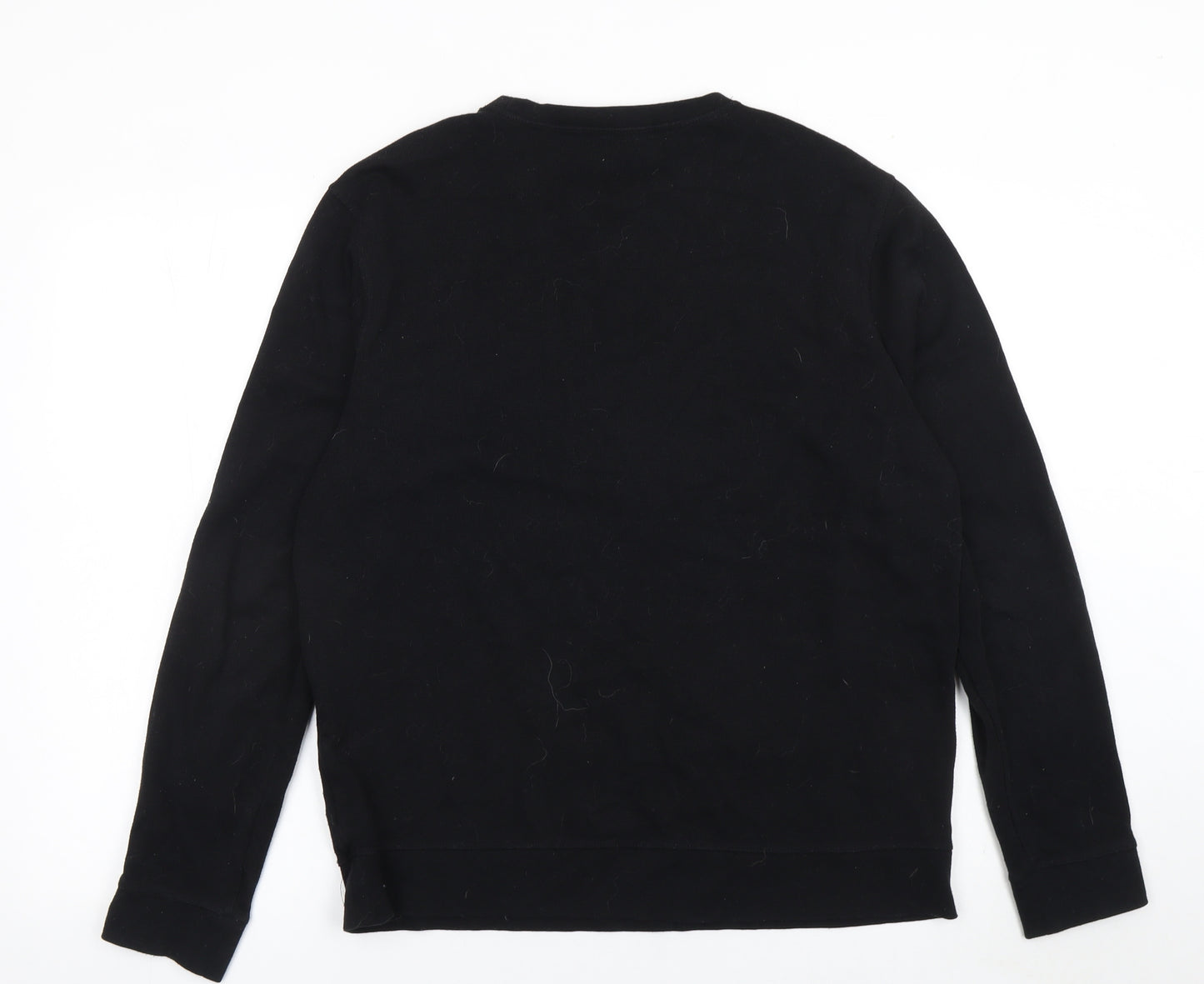 H&M Men Black L Crew Neck Cotton Blend Pullover Jumper