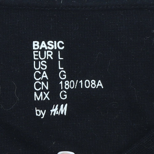 H&M Men Black L Crew Neck Cotton Blend Pullover Jumper