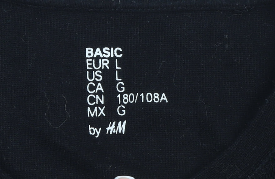 H&M Men Black L Crew Neck Cotton Blend Pullover Jumper