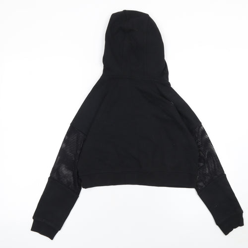 USA Pro Girls Black Cropped Hoodie 11-12 Years Mesh Sleeve Pullover