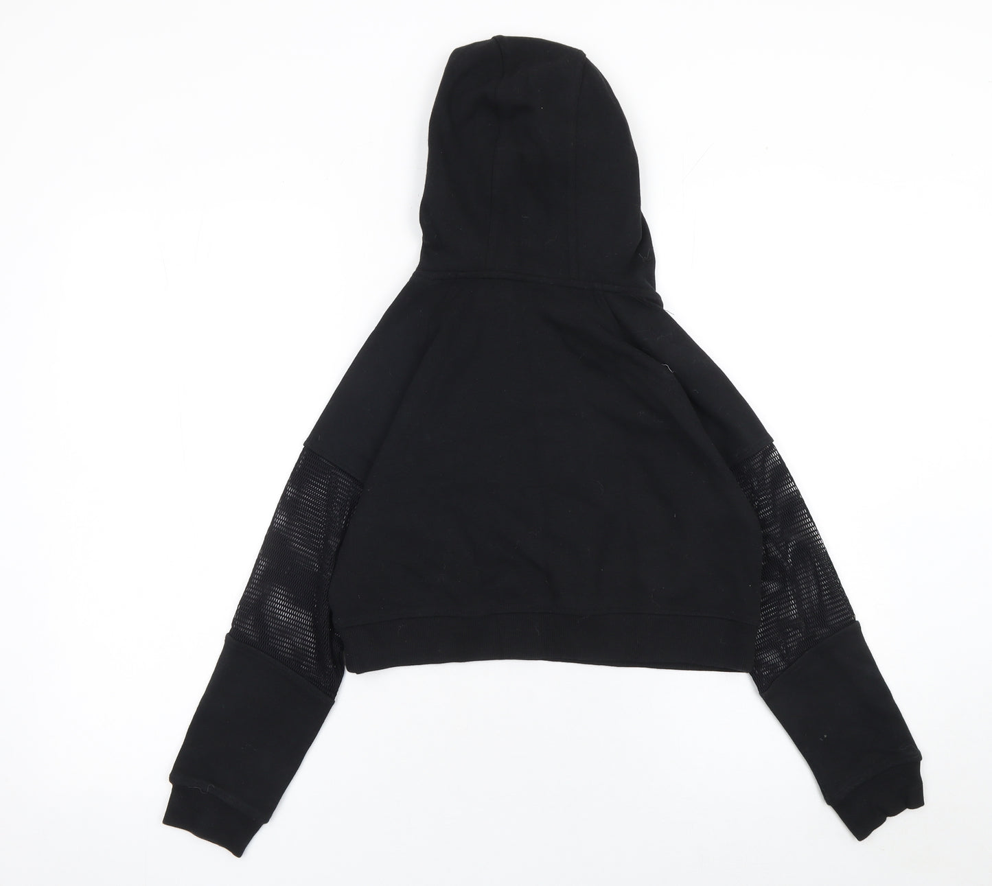 USA Pro Girls Black Cropped Hoodie 11-12 Years Mesh Sleeve Pullover