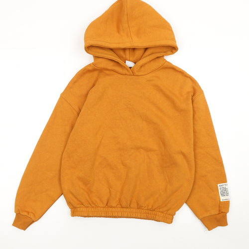 ZARA Girls Brown 13-14 Years Pullover Hoodie Cotton Fleece Autumn Casual