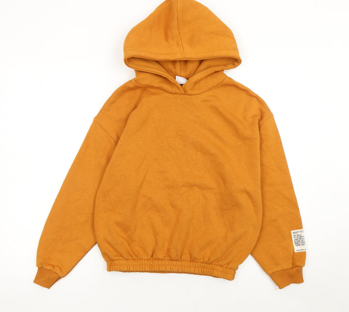 ZARA Girls Brown 13-14 Years Pullover Hoodie Cotton Fleece Autumn Casual