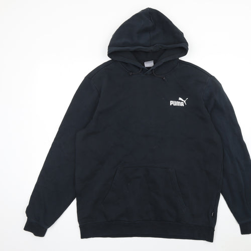 Puma Mens Black Pullover Hoodie Size L Regular Fit Logo Sports