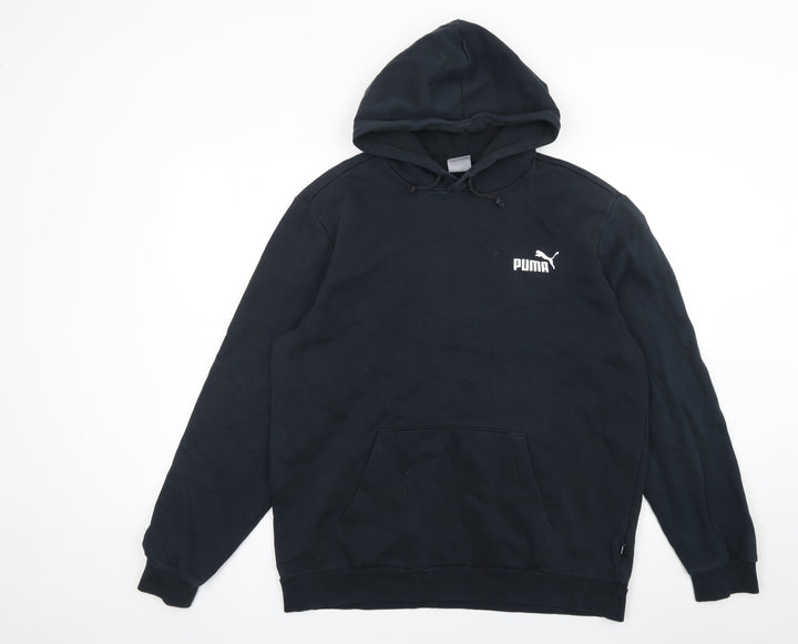 Puma Mens Black Pullover Hoodie Size L Regular Fit Logo Sports