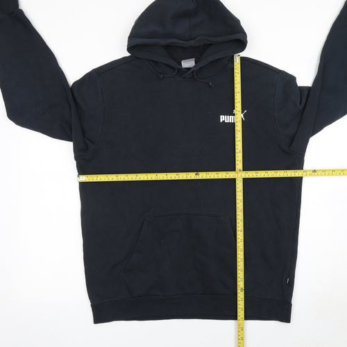 Puma Mens Black Pullover Hoodie Size L Regular Fit Logo Sports