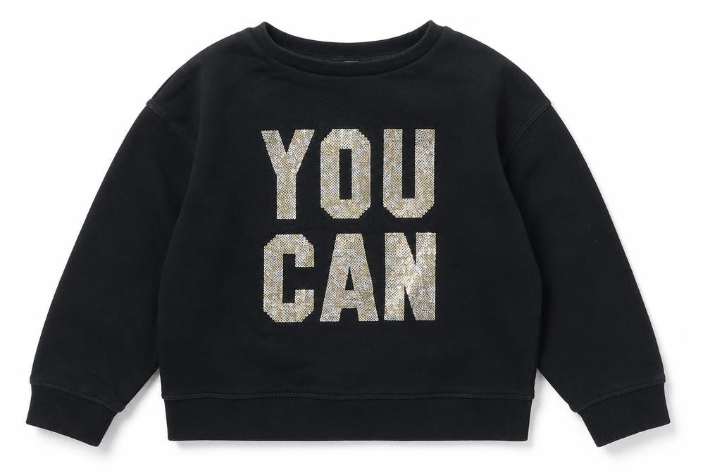 Next Girls Black Sequin 'You Can' Sweatshirt 8 Years Cotton Blend