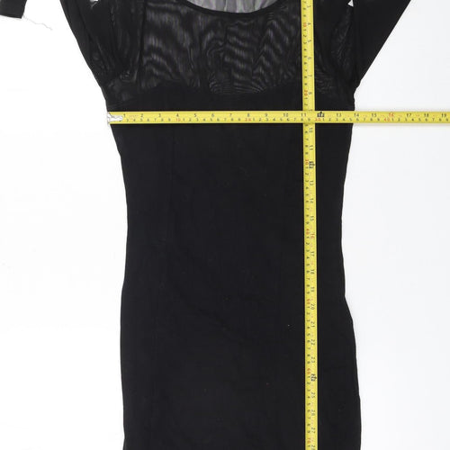 Forever 21 Women’s Black Sheer Mesh Long Sleeve Bodycon Dress Size S