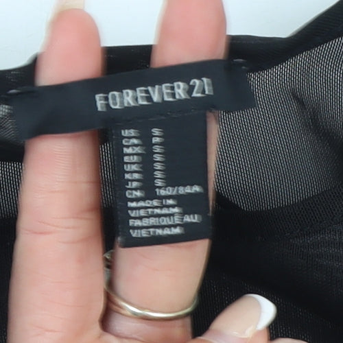 Forever 21 Women’s Black Sheer Mesh Long Sleeve Bodycon Dress Size S