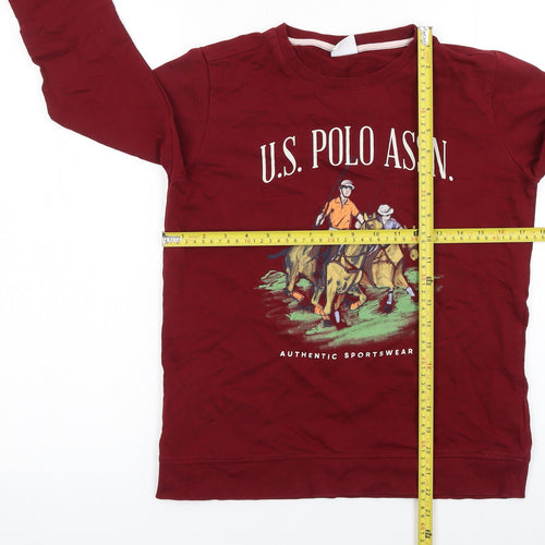 U.S. Polo Assn. Boys Red Pullover Sweatshirt 12-13 Years Crew Neck Logo Top