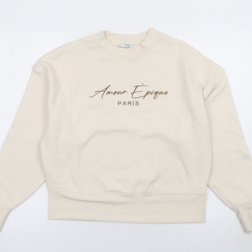 George Women Beige Amour Epique Paris Pullover Sweatshirt Size S 8-10