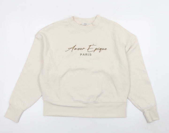 George Women Beige Amour Epique Paris Pullover Sweatshirt Size S 8-10